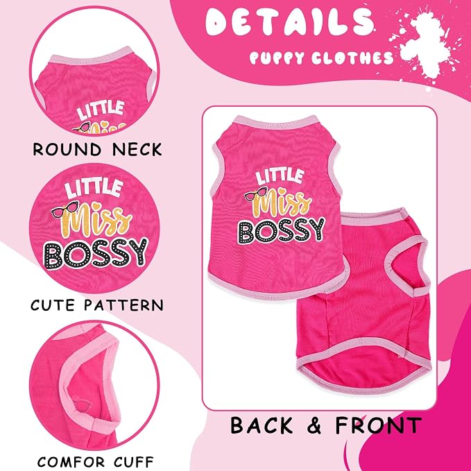 4 Pieces Puppy Clothes for Small Dogs Girl Girl Dog Clothes Cute Soft Dog Shirts Female Doggie Shirts Pet Clothing (Medium)