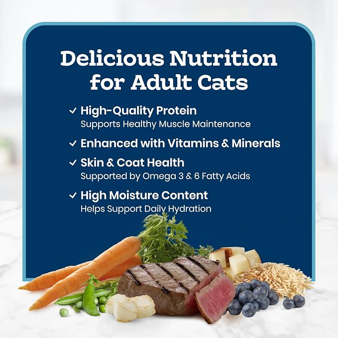 Blue Buffalo Tastefuls Ocean Fish & Tuna Paté Wet Cat Food for Adult Cats, Made with Natural Ingredients Enhanced with Vitamins, Minerals & Other Nutrients, 5.5-oz. Cans (24 Count)