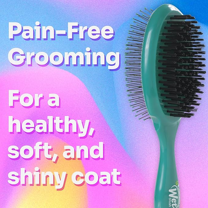 Wet Brush Ultimate Dual-Sided Detangling Brush - Ultra Soft IntelliFlex Bristles, Removes Loose Hair & Dirt for Dogs, Cats, Rabbits - Teal
