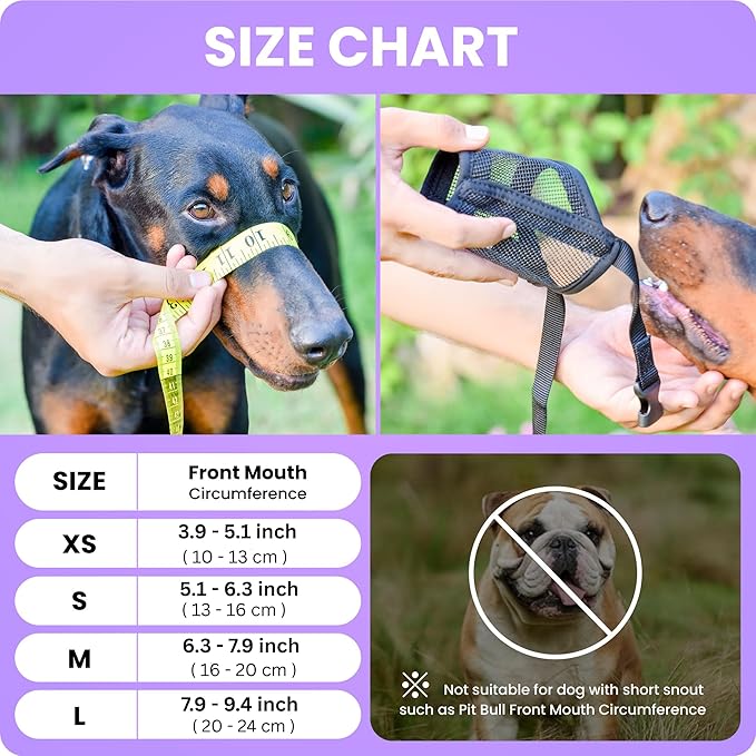 Flintstone Muzzle for Small Dog – Soft Air Mesh Small Dog Muzzle | Breathable Muzzles to Prevent Biting Chewing Grooming | Drinkable Mussels for Dogs Smal (5.1”- 6.3”)