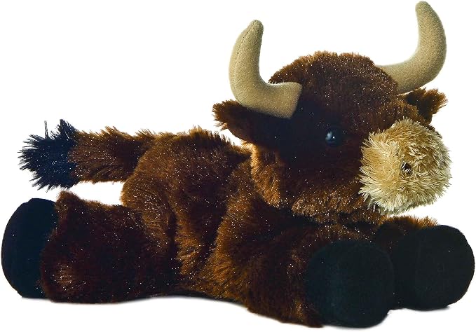 Aurora® Adorable Mini Flopsie™ Brown Toro Stuffed Animal - Mini Companions Ready for Playful Adventures - for Kids All Ages, Toddlers, Adults, and Families - Brown 8 Inches