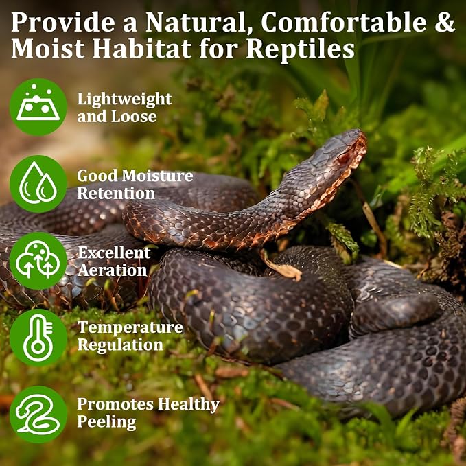 Legigo 2.6LB Sphagnum Moss for Reptile- 48QT Natural Reptile Moss Terrarium Moss Substrate, Snake Tank Moss Peat Moss Reptile Bedding for Snake, Gecko, Ball Python, Frog and Orchids Plants