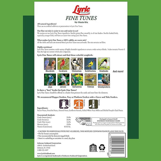 Lyric Fine Tunes Wild Bird Seed - No Waste Bird Food Mix - Attracts Colorful Wild Birds - Perfect for Your Backyard Feeders - 10 lb. (pack of 2 - 5 lb bags)