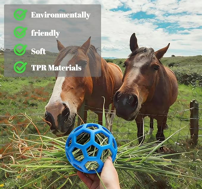 Goat Feeder Hanging Feeding Toy,Horse Treat Hay Feeder Toy, Durable TPR Feeding,for Horse Goat Sheep Relieve Stress,Stretch-Resistant Design(Blue)