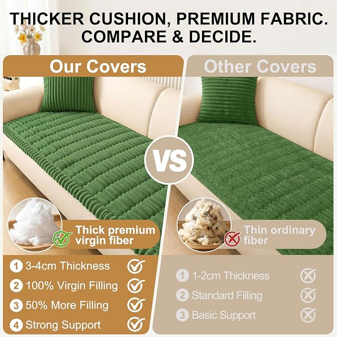 Smiry Couch Cover for Dogs, Non Slip Washable Sofa Protector for Pets, Soft Furniture Cover for Pet, Stylish Sofa Covers, Cozy Protect Against Fur, Dirt & Everyday Messes (Olive Green, 35.4" x 95")