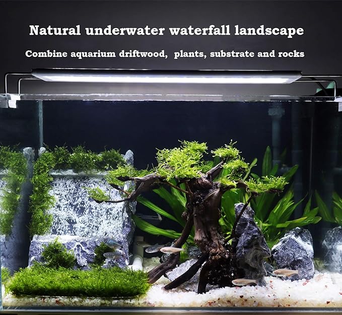 Dynamic Aquarium Decoration Sand Waterfall, Large Resin Model Seiryu Stone for Aquascaping with Water Pump and White Aquarium Sand, Fish Tank Accessories Hardscape
