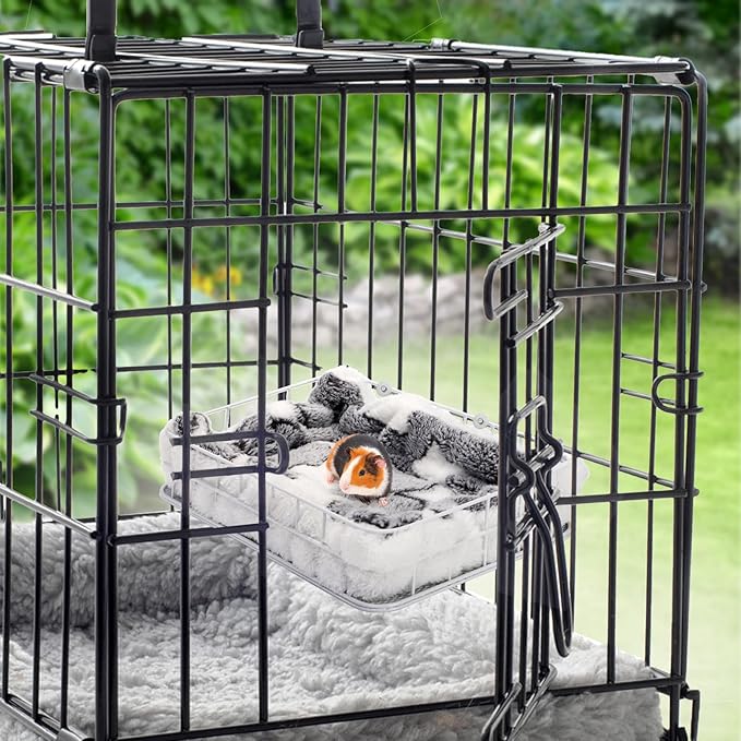 Rat Cage Platform, Hanging Guinea Pig Cage with Liner, Small Animals Platform Accessories, Animal Habitat Chinchilla Bed for Squirrel, Hamster, Parrot