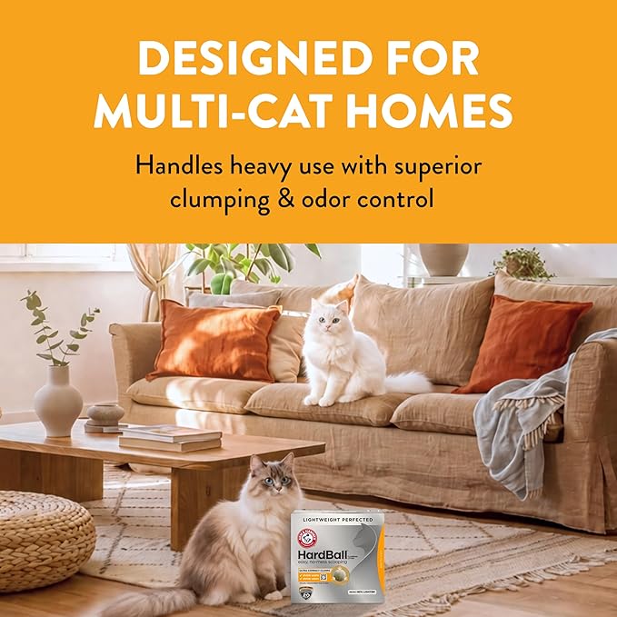 ARM & Hammer Hardball Lightweight Platinum Multi-Cat Clumping Cat Litter Odor Control, Easy No-Mess Scooping, Garden Bloom Scent, 14.5 Lbs.