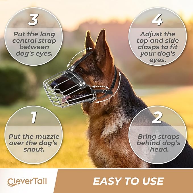 German Shepherd Muzzle for Large Sized Dog – Metal Dog Muzzle for German Shepherd – Steel Basket Muzzles for Large Dogs – Wire Cage Muzzles for Medium Dogs Husky, Belgian Malinois