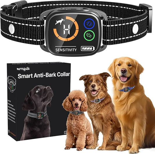 Dog Bark Collar for Small Medium Large Dogs, Smart Anti Barking Collars for Dog Training, with 6 Sensitivity Levels and 3 Modes Beep Vibration, IP67 Waterproof Black Bark Collar