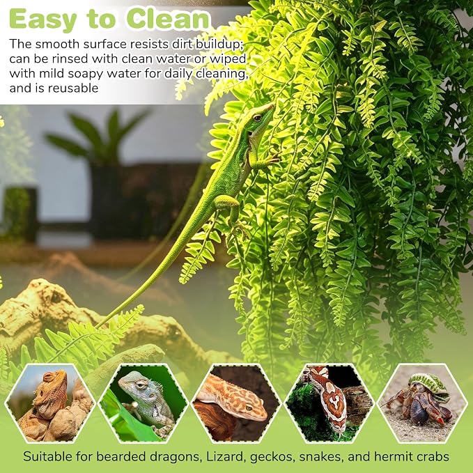 PINVNBY Reptile Plants Hanging Fake Vines Boston Climbing Terrarium Plant with Suction Cup for Bearded Dragons Lizards Geckos Snake Pets Hermit Crab and Tank Habitat Decorations (6 Pack)