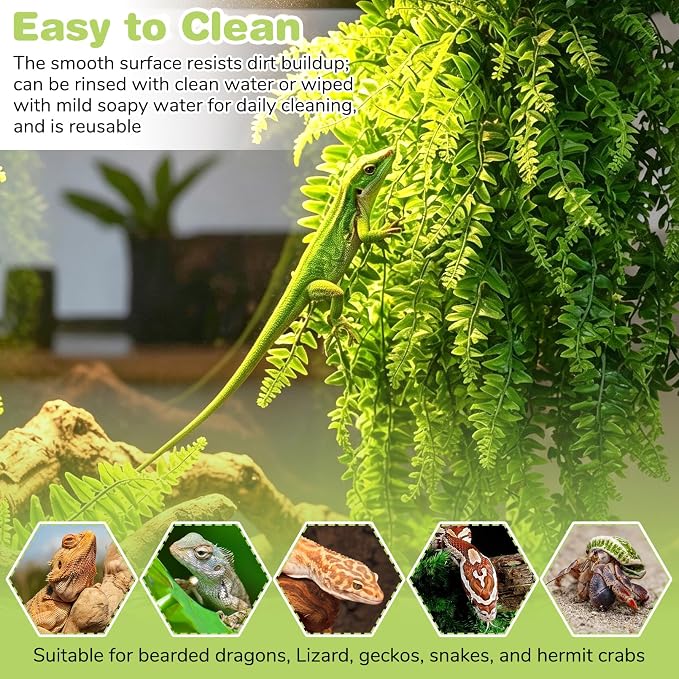 PINVNBY 8 PCS Reptile Plants Terrarium Decor Hanging Fake Vines with Suction Cup Artificial Leaves Bearded Dragon Tank Accessories for Lizards Geckos Snake Hermit Crab