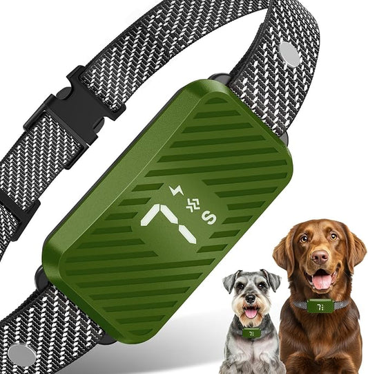 Dog Bark Collar for Large Medium Small Dogs, Effective No-Bark Collar, Smart Barking Collar, Rechargeable Bark Collar with 7 Sensitivity, 3 Modes, Waterproof, Grass Green