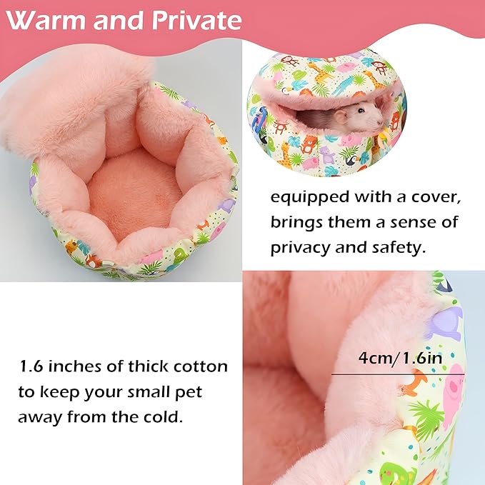 Rat Hanging Bed, Sugar Glider Cage Accessories, Guinea Pig Hammock Warm Sleeping Nest Bed, Small Animals Cage Hammock for Rat, Squirrel, Hamster, Parrot