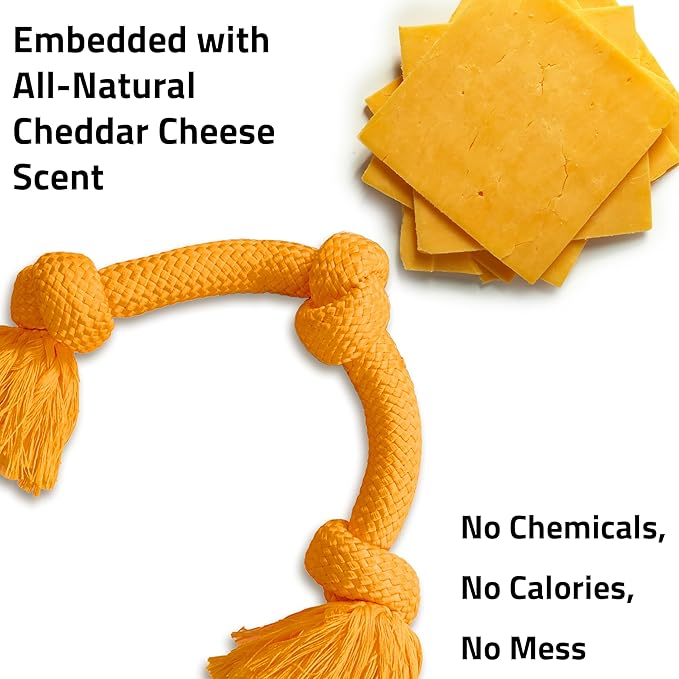 Playology Dog Toys | Dri-Tech Rope Tug of War Dog Toy for Tough Chewers | Cheddar Cheese Scented Jumbo Tug Rope Toys for Large Dogs