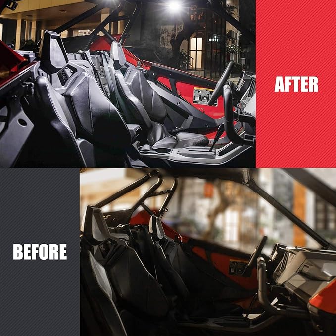 KEMIMOTO UTV Dome Light Roll Bar Cage Mount Rechargeable Interior Lights Compatible with Polaris RZR Can Am Talon Kawasaki Golf Cart Boat Off-Road-Work for 1.5 in-2.0 in Ironwork 1-Pack