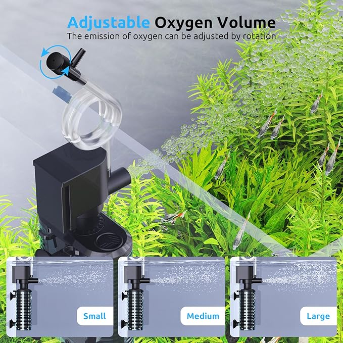 SEAOURA Aquarium Internal Filter，Small Submersible Aquarium Filter ， Aquarium Quiet Electric Filter for 5-15 Gallon Aquariums，Aeration System 100GPH Water Pump