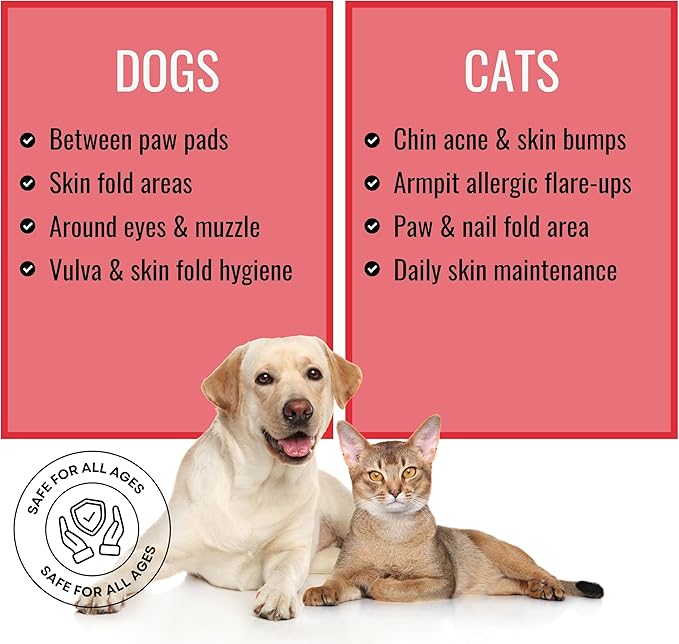 NOVEHA 120PCs XL Formulated Pet Wipes for Dogs & Cats - Safe for Facial & Finger Folds, Underarms, Groin, Hot Spots, Redness & Skin Relief, On-the-Go Size 5.5" x 7"