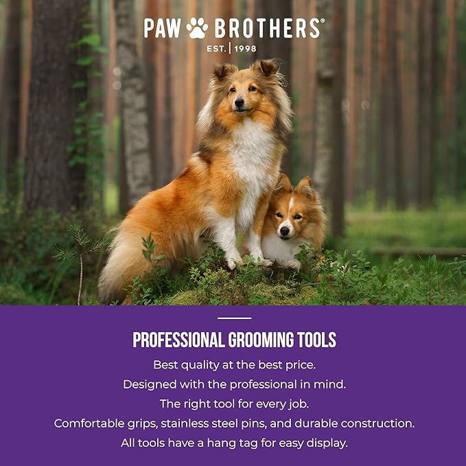Paw Brothers Soft Pin Curved Slicker Brush for Dogs, Professional Grade, Coated Tips, Maximum Coverage, Gentle on Skin, Medium