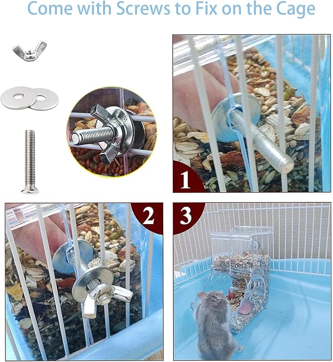 Automatic Hamster Feeder, Clear Acrylic Automatic Pet Feeder Pet Food Dispenser, Hamster Food Bowl Guinea Pig Food Dispenser for Small Animal Feeding & Watering Supplies (L)