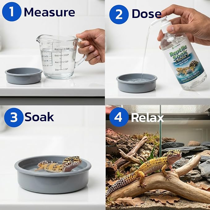 CTWPets Reptile Soak, Electrolyte and Vitamin Bath for Bearded Dragons, Leopard Gecko, Tortoise, Snakes (16oz, Easy Soak)