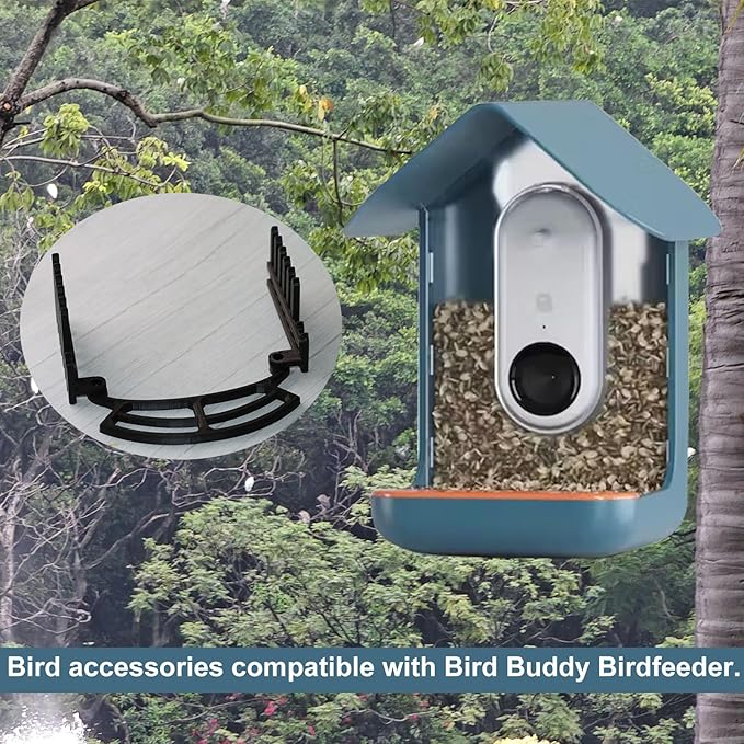 PIAOLGYI Perch and Tall Fence for Bird Buddy Birdfeeder,Accessories Compatible with Bird Buddy Birdhouse(Black)
