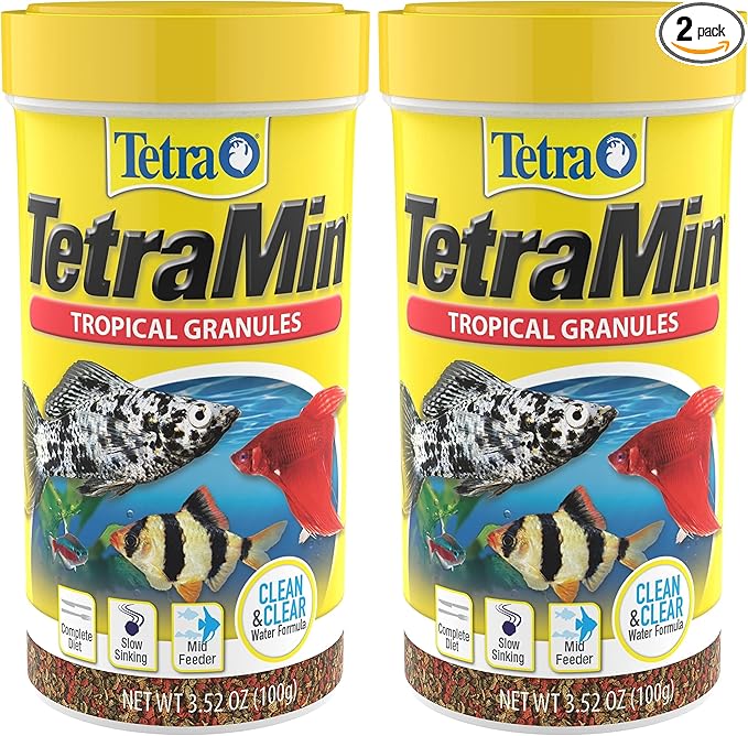 Tetra TetraMin Tropical Granules 3.52 Ounces, Nutritionally Balanced Fish Food (Pack of 2)