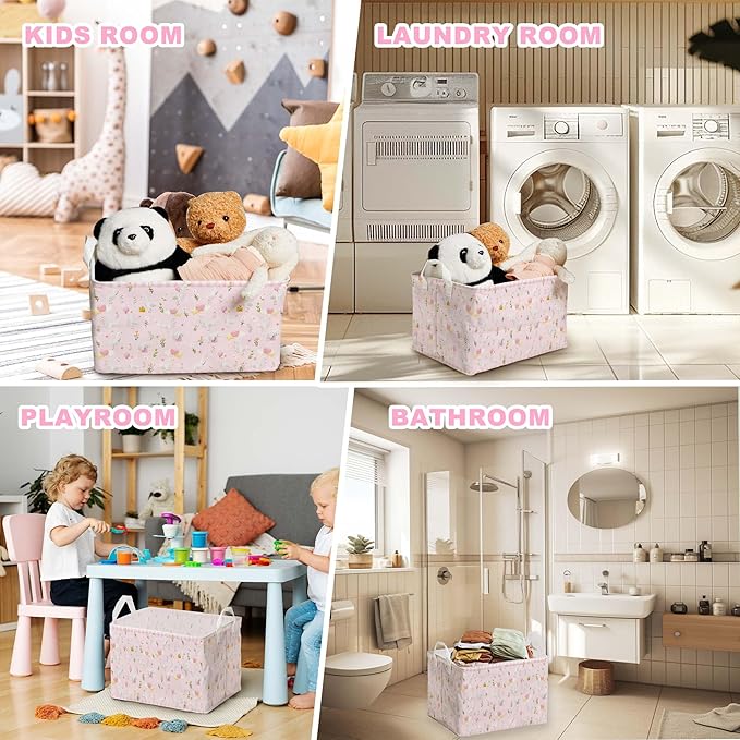 Goose Nursery Decor Girl, Pink Basket for Pink Nursery Decoration, One Silly Goose Birthday Decor Girl, Large Squarecanvas Laundry Hamper With A Waterproof PECoating, Foldable