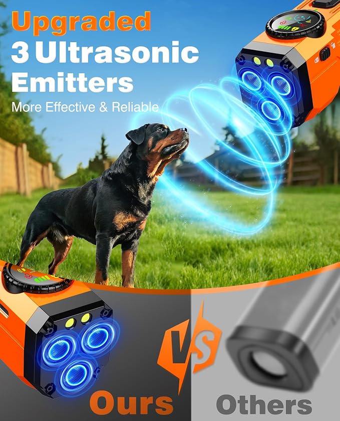 2026 Upgraded Smart Display Anti Barking Device for Dogs, 3X Dog Bark Deterrent Devices Bark Control with Screen & Flashlight, Rechargeable Dog Barking Silencer Portable for Indoor & Outdoor Use