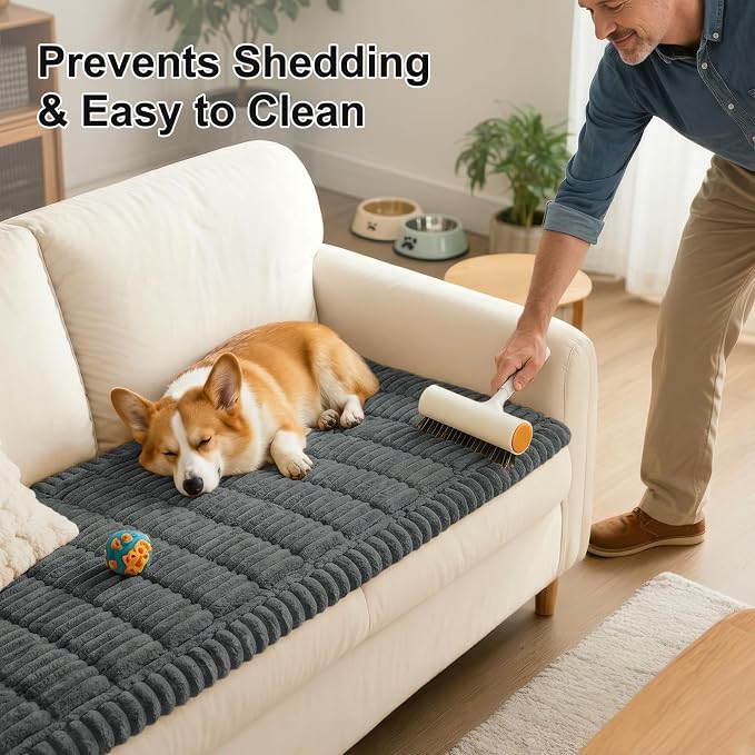 Smiry Couch Cover for Dogs, Non Slip Washable Sofa Protector for Pets, Soft Furniture Cover for Pet, Stylish Sofa Covers, Cozy Protect Against Fur, Dirt & Everyday Messes (Dark Grey, 43" x 63")