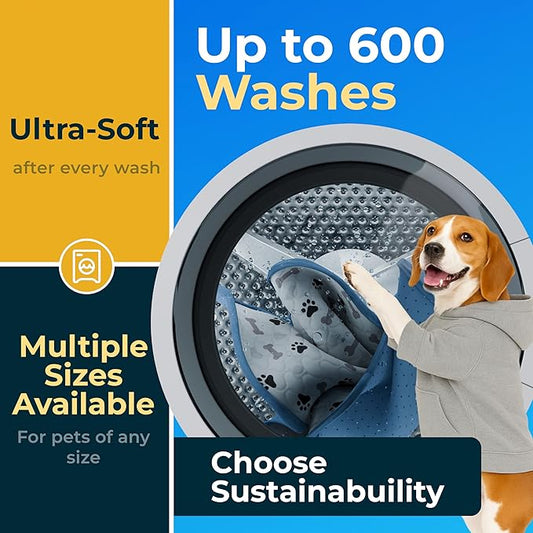 GREEN LIFESTYLE Washable Pee Pads for Dogs - Waterproof Reusable Puppy Pads with Anti-Slip Backing, Pet Training Pad for Puppy Playpen, Crate, Whelping Box, Potty Training (Pack of 6 - 30x34)