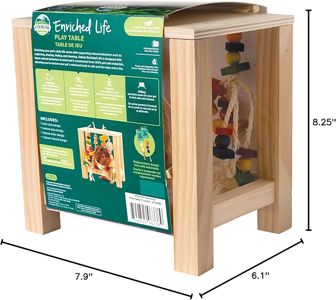 Oxbow Enriched Life Play Table, Rabbit Toys, Guinea Pig Toys, Enrichment for Bunny, Guinea Pig, Hamster, Rabbit, Chinchilla, Rat, Chinchilla Cage Accessories, Small Pet Accessories for Cage