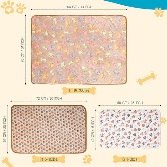 Tatuo 12 Pieces 41 x 30 Inch Dog Blanket Super Soft Warm Cat Sleep Mat Pet Kitten Doggy Fluffy Fleece Blankets with Cute Dog Paw Bone Star Elephant Patterns Printed Fluffy Blanket for Small Cat Puppy