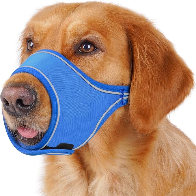 LUCKYPAW Dog Muzzle for Small Medium Large Dog Labrador Golden Retriever German Shepherd, Soft Oxford Cloth Muzzle to Prevent Biting Chewing for Training Grooming with Buckle (Blue, XL) | Training, Vet Visits, Grooming, for Golden Retriever, German She...