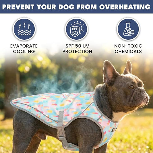 Spark Paws Dog Cooling Vest - SPF 50 UV Sun Protection - Summer Heat Relief Gear for Dogs, Lightweight, Evaporative Cooling - Dog Anxiety Relief Vest During Hot Days - Popsicles - Size 3XL