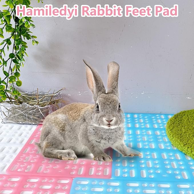 Hamiledyi 10Pieces Rabbit Feet Pad Hole Leak Water Design for Plastic Bunny Cage Mat Foot Resting Pad