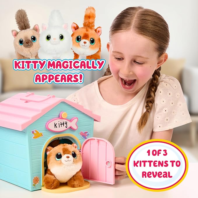 Little Live Pets My Kitty's Home Mini Playset, Mystery Kitty Plush Reveal, Build and Decorate Toy Pet Carrier, Repeat Play, Cat House Toys for Kids 5+