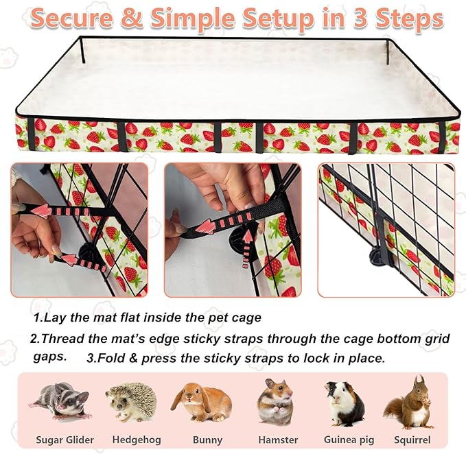 Guinea Pig Cage Liner，Washable Waterproof Oxford Cloth Cage Liners for Small Animals,Hamster Chinchilla Hedgehog Rabbit and Other Small Animals Not Include Cage(48x72 inches)