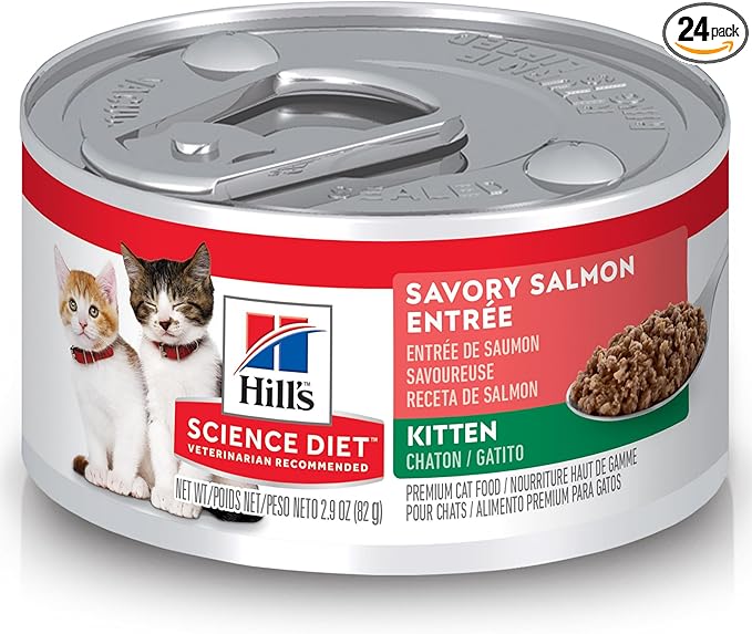 Hill's Science Diet Kitten Wet Cat Food, Salmon, 2.9 oz. Cans, 24-Pack