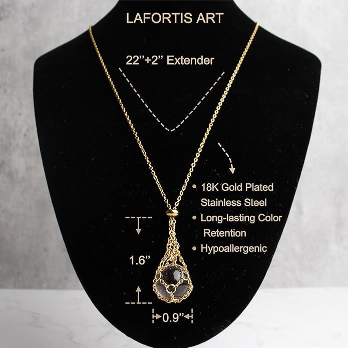 22Inch Stainless Steel Interchangeable Crystal Holder Necklace Chained GemStones Cage Necklace Trendy Pendant Necklace for Women Men Necklace Holder for Healing Crystal