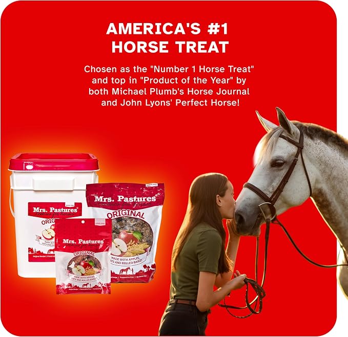 Mrs Pastures Cookies and Treats for Horses - Premium Horse Treats - Made with Apples, Oats, and Rolled Barley - Preservative Free - All Natural Ingredients - No Corn or Soy (35lb Refill Box)