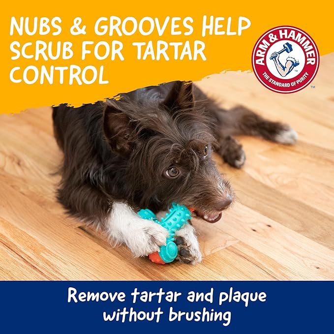 Arm & Hammer Nubbies Wishbone Dog Dental Chew Toy for Dogs, Moderate Chewers, Chicken Flavor, Nylon and TPR, Baking Soda Infused, Reduces Plaque and Tartar, No Stuffing - 24 Pack