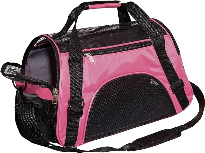 MuchL Cat Carrier for Cats Soft-Sided Travel Pat Carrier for Cat with Wooden Padding Board Airline Approved Lightweight Comfortable Cat Bag for Puppy Small Pets (Small, Pink)