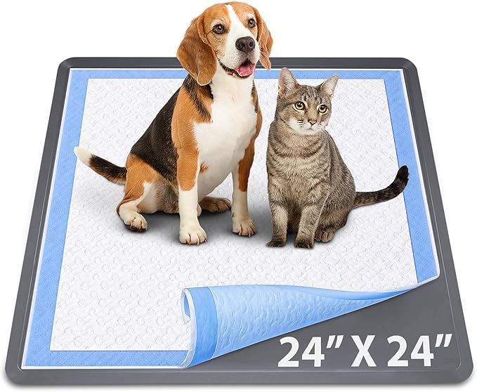 TidyFriend Dog Pee Pad Holder Tray - Fits Up to 24” x 24” Pee Pad Holder for Dogs - Stable Grip, Raised Edges, Quick-Wipe Silicone Surface Dog Pad Holder for Indoor Flooring Protection (Dark Grey)