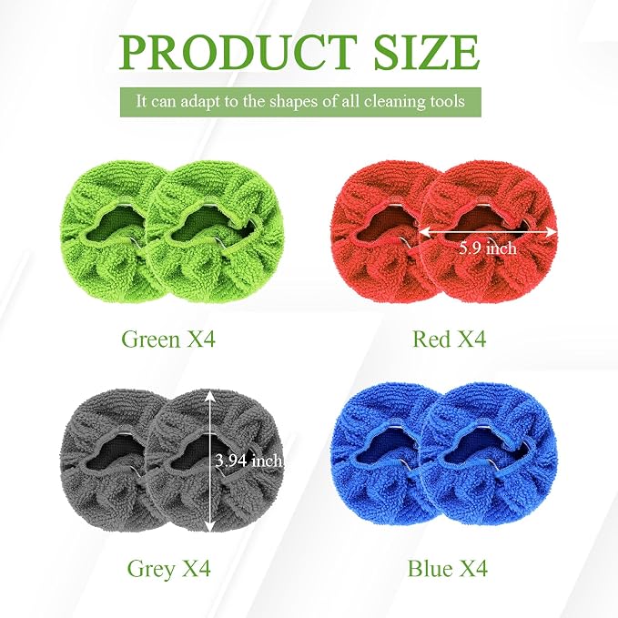 wuyaoyao 16PCS Car Windshield Cleaning Tool Bonnets, Microfiber Cleaning Cloth for Windshield Cleaning Tool, Replaced Car Care Microfiber Windshield Cleaner Cloths Pad, Fits 3" Plate (16PCS)