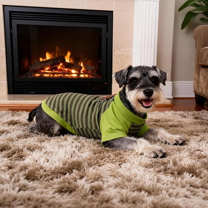 Pistha Dog Tshirt Striped Shirts for Dogs Clothes Stretchy Puppy T-Shirts with Metal Buckle for Small Medium Dog Boys Girls (Green, X-Large)