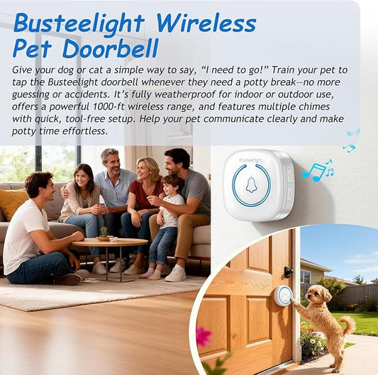 Soft Ring Dog Potty Bell for Training – Wht Wireless Dog Door Bell with 1000ft Range, LED Alert, 60 Tones, Waterproof Dog Bells to Go Outside – Bell for Dogs to Ring to Go Potty(2 Bells & 1 Receiver)