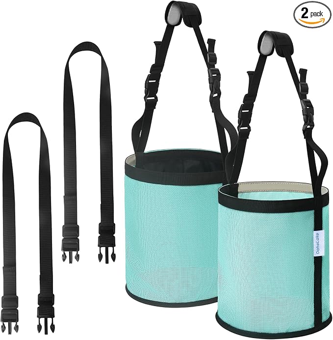 Horse Feed Bag 2 Pcs, Mesh Feed Bags for Horses, Muzzle Feedbag for Feeding Grain, Anti-Spill Design Feeder, Soft Neck Pad Nose Pad, Universal Fit (Mint, Pack of 2)