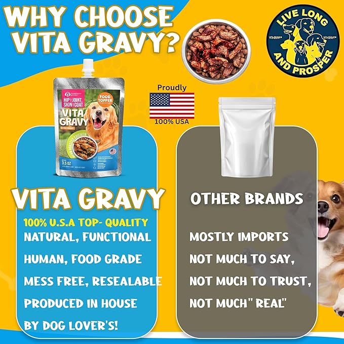 VitaGravy Dog Food Topper for Dry Dog Food Wet Dog Food in Herb Roasted Chicken Delicious Flavour. Dogs Love Rich Gravy Texture than Bone Broth for Dogs. Farmers Dog Food toppers, Pet Food, 3.5oz, 3Pk