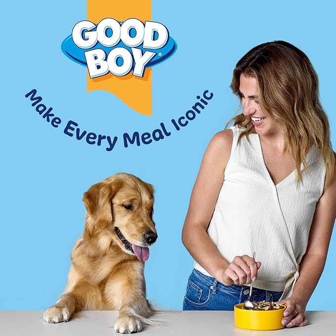 Good Boy Turf & Surf Protein Purees Dog Food Mixers for All Adult Dogs, 10 Count, Easy Single-Serve Triple Flavor Topper Treats with Chicken, Salmon and Duck